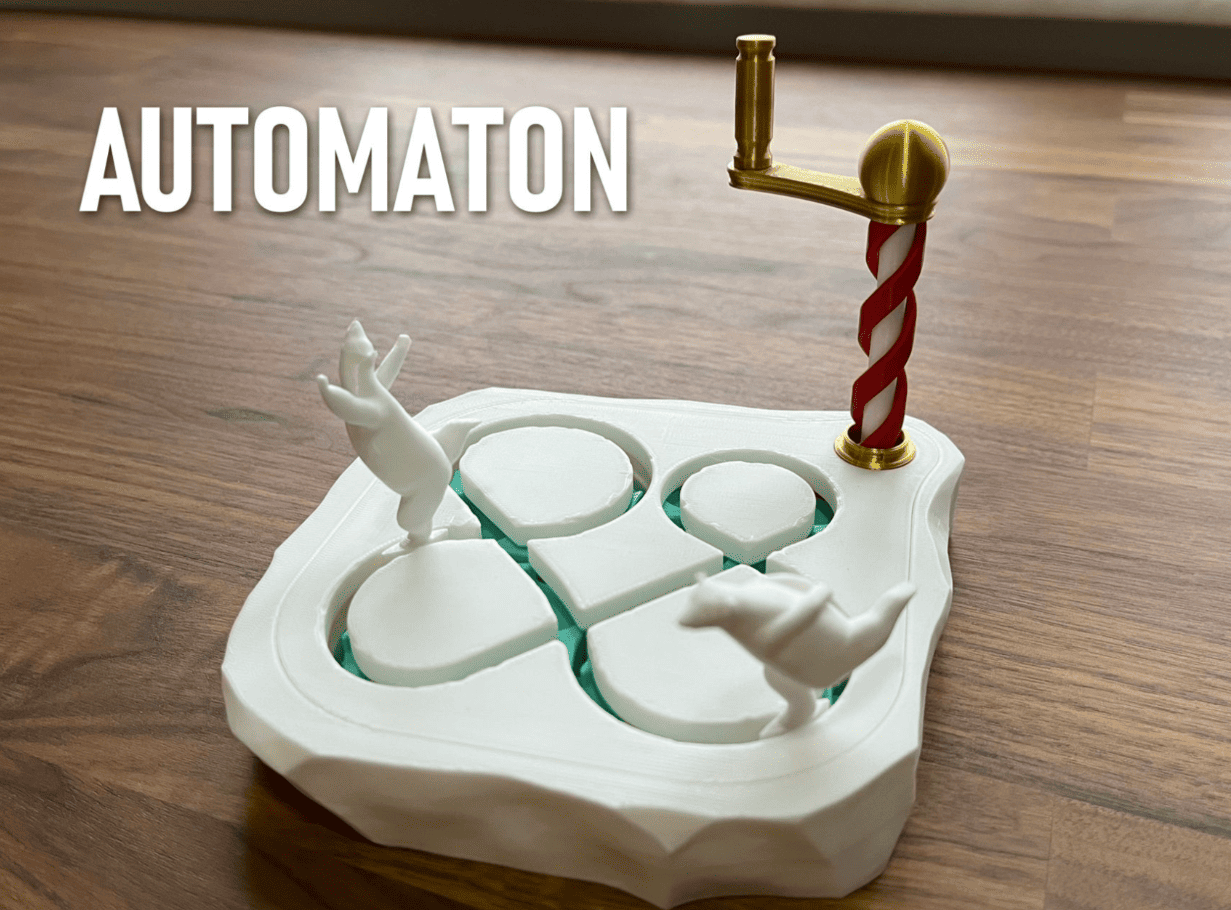 cool things to 3d print for christmas_ice skating polar bear automaton